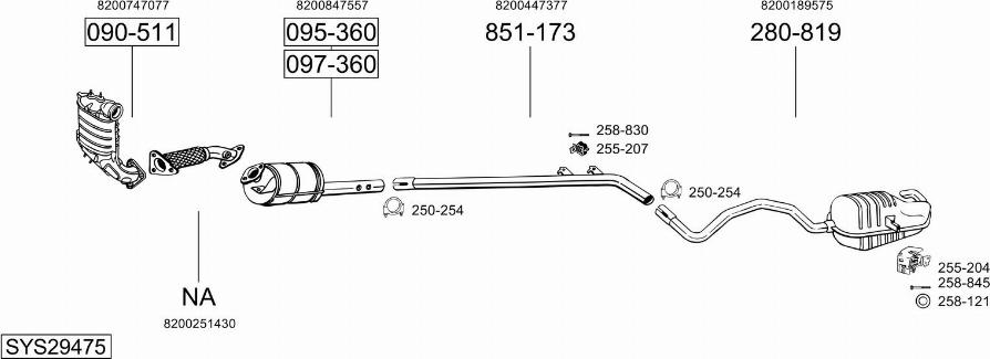 Bosal SYS29475 - Система випуску ОГ autocars.com.ua