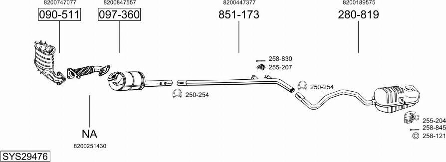 Bosal SYS29476 - Система випуску ОГ autocars.com.ua