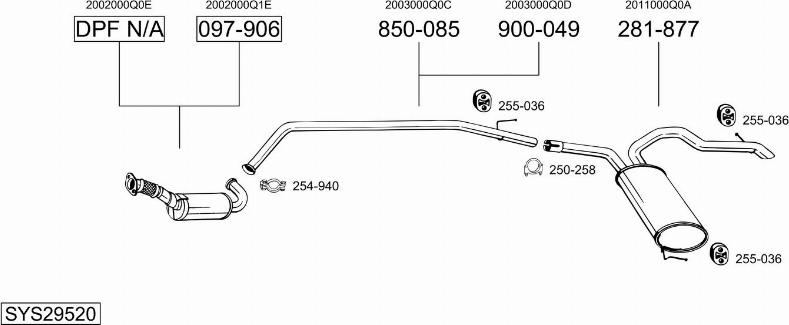 Bosal SYS29520 - Система випуску ОГ autocars.com.ua