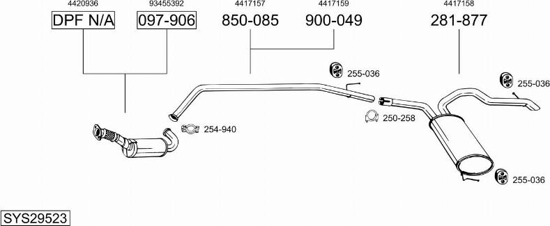 Bosal SYS29523 - Система випуску ОГ autocars.com.ua
