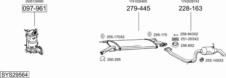 Bosal SYS29564 - Система випуску ОГ autocars.com.ua