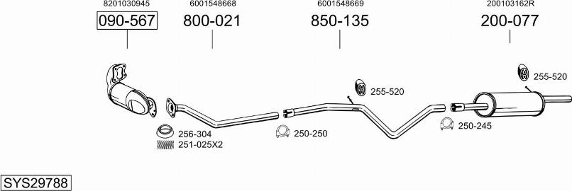 Bosal SYS29788 - Система випуску ОГ autocars.com.ua