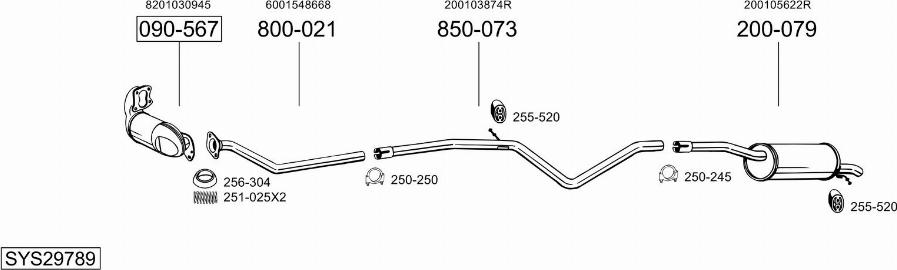 Bosal SYS29789 - Система випуску ОГ autocars.com.ua