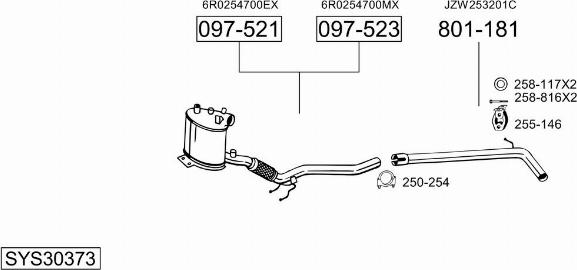 Bosal SYS30373 - Система випуску ОГ autocars.com.ua