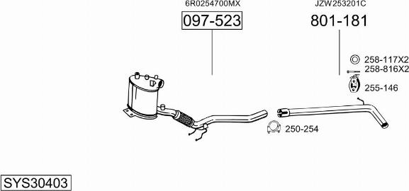 Bosal SYS30403 - Система випуску ОГ autocars.com.ua