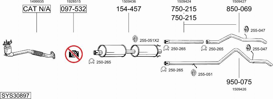 Bosal SYS30897 - Система випуску ОГ autocars.com.ua