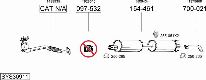 Bosal SYS30911 - Система випуску ОГ autocars.com.ua