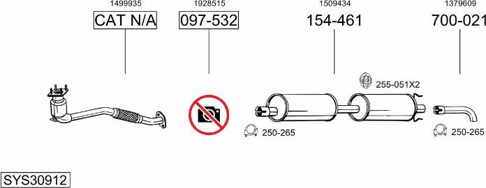 Bosal SYS30912 - Система випуску ОГ autocars.com.ua