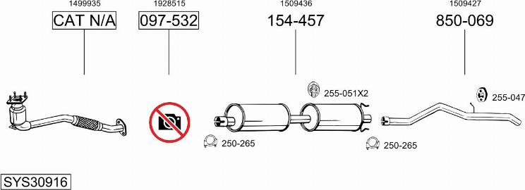 Bosal SYS30916 - Система випуску ОГ autocars.com.ua