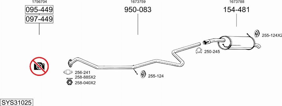 Bosal SYS31025 - Система випуску ОГ autocars.com.ua