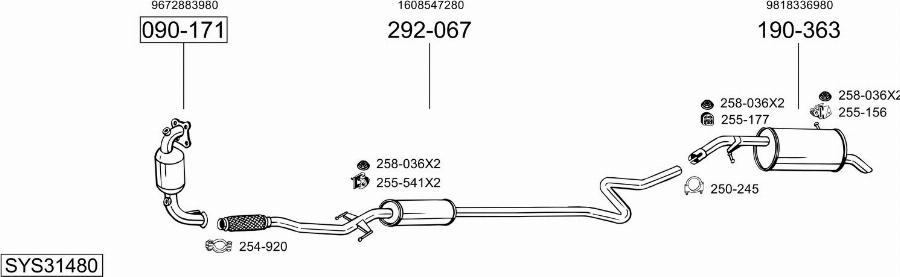 Bosal SYS31480 - Система випуску ОГ autocars.com.ua