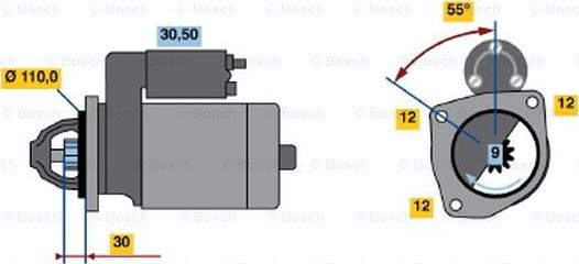 BOSCH 0 986 022 550 - Стартер avtokuzovplus.com.ua