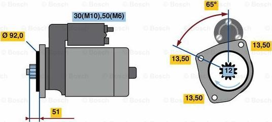 BOSCH 0 001 261 002 - Стартер avtokuzovplus.com.ua