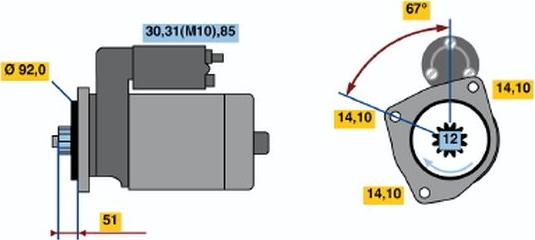 BOSCH 0001330017 - Стартер autocars.com.ua