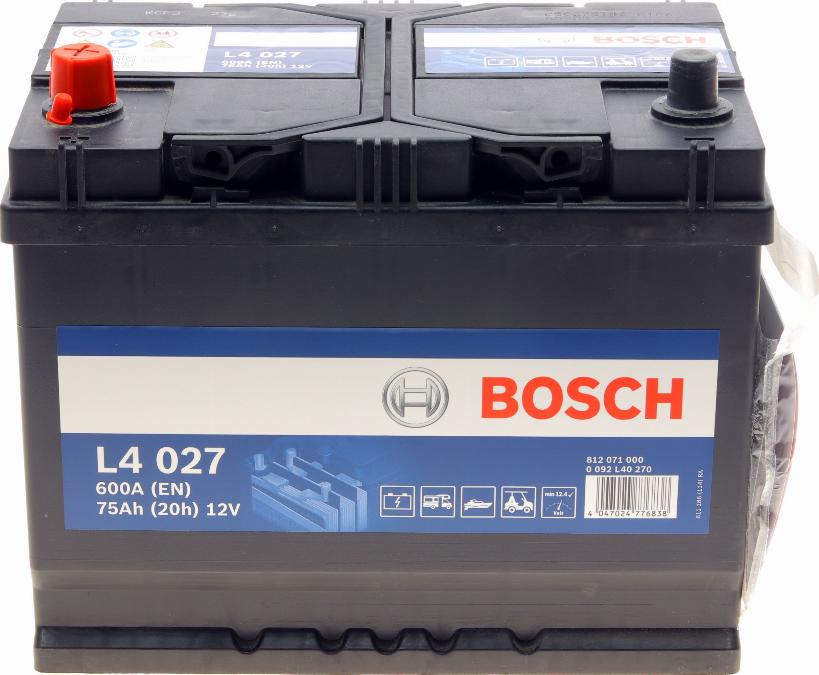 BOSCH 0 092 L40 270 - Стартерна акумуляторна батарея, АКБ autocars.com.ua
