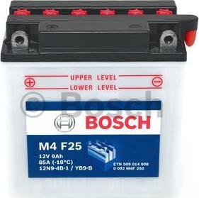 BOSCH 0 092 M4F 250 - Стартерна акумуляторна батарея, АКБ autocars.com.ua