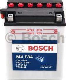 BOSCH 0 092 M4F 340 - Батарея аккумуляторная Bosch M4 F34 12В 14Ач 190AEN R autocars.com.ua