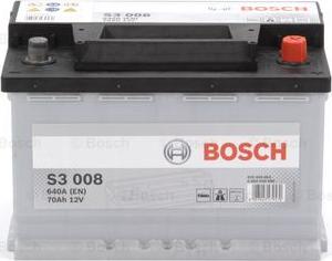 BOSCH 0 092 S30 080 - Аккумулятор   70Ah-12v BOSCH S3008 278x175x190.R.EN640 autocars.com.ua