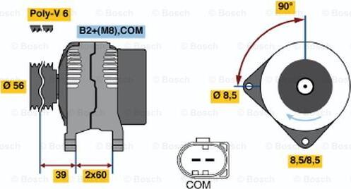 BOSCH 0 121 615 020 - Генератор autocars.com.ua