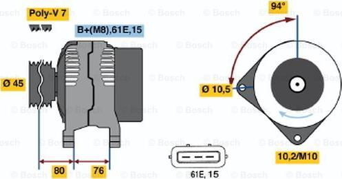 BOSCH 0 123 515 030 - Генератор autocars.com.ua