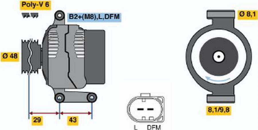 BOSCH 0 124 325 108 - Генератор autodnr.net