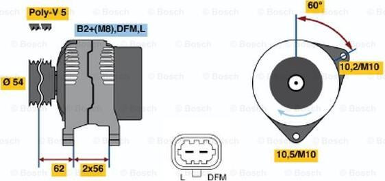 BOSCH 0 124 425 057 - Генератор autocars.com.ua