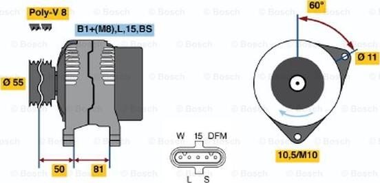 BOSCH 0 124 655 005 - Генератор autocars.com.ua