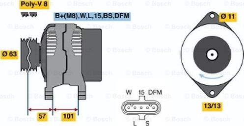 BOSCH 0 124 555 027 - Генератор autocars.com.ua