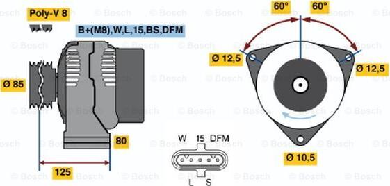 BOSCH 0 124 655 036 - Генератор autocars.com.ua