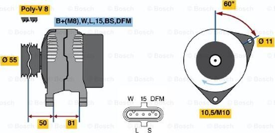 BOSCH 0 124 655 030 - Генератор autocars.com.ua