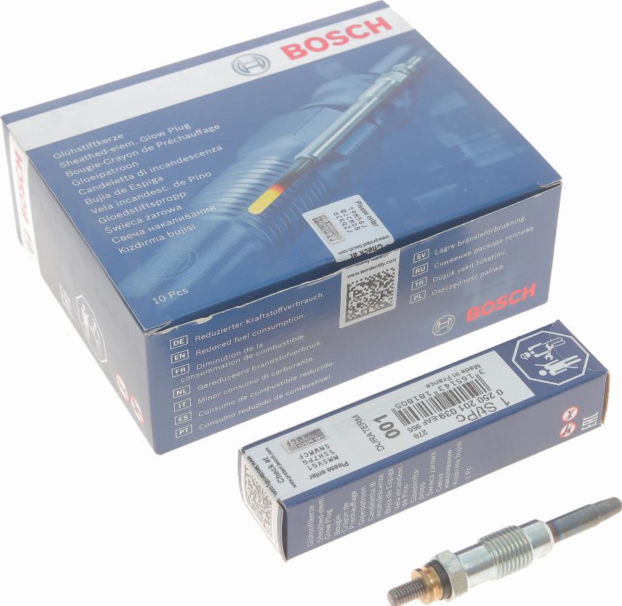 BOSCH 0 250 201 039 - Свеча накаливания avtokuzovplus.com.ua