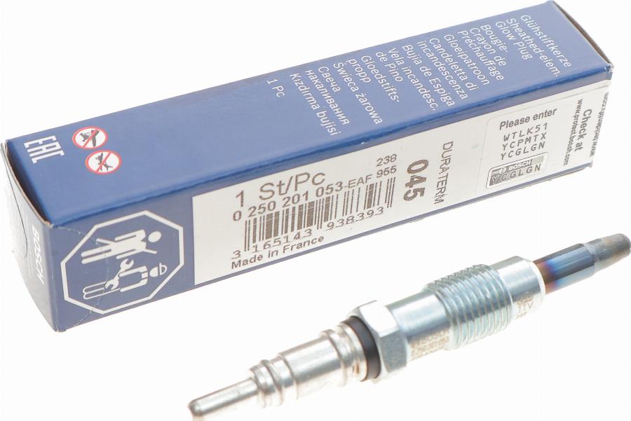 BOSCH 0 250 201 053 - Свеча накаливания avtokuzovplus.com.ua