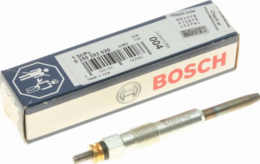 BOSCH 0 250 202 020 - Свічка розжарювання autocars.com.ua