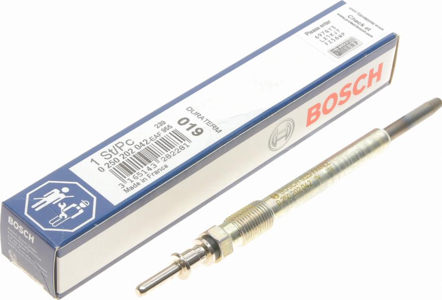 BOSCH 0 250 202 042 - Свічка розжарювання autocars.com.ua