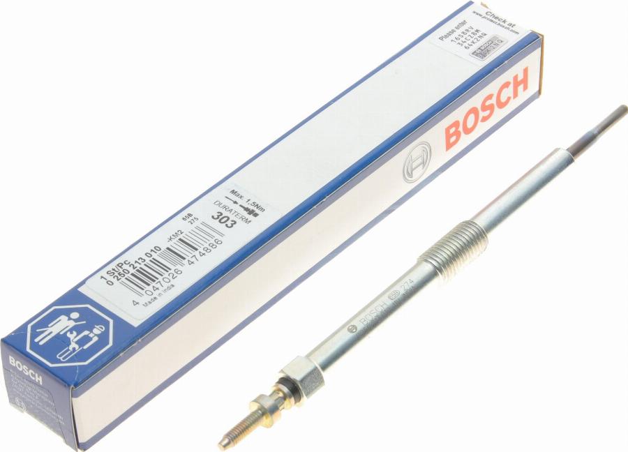 BOSCH 0 250 213 010 - Свічка розжарювання autocars.com.ua