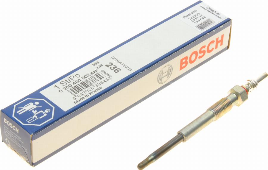 BOSCH 0 250 404 002 - Свічка розжарювання autocars.com.ua