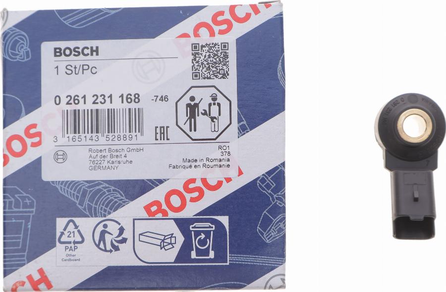 BOSCH 0 261 231 168 - Датчик детонації autocars.com.ua