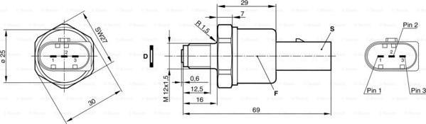 BOSCH 0 281 002 238 - Датчик, тиск подачі палива autocars.com.ua