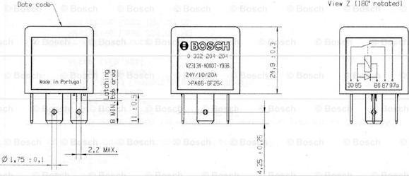 BOSCH 0 332 204 204 - Реле, робочий струм autocars.com.ua