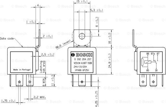 BOSCH 0 332 204 207 - Реле, робочий струм autocars.com.ua