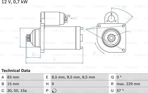 BOSCH 0 986 010 570 - Стартер autocars.com.ua