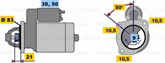 BOSCH 0 986 011 070 - Стартер autocars.com.ua