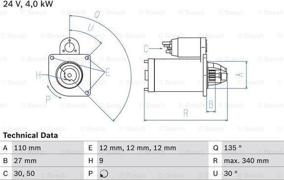 BOSCH 0 986 011 330 - Стартер autocars.com.ua