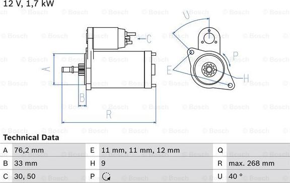 BOSCH 0 986 013 050 - Стартер autodnr.net