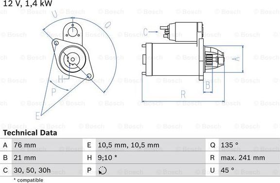 BOSCH 0 986 014 840 - Стартер avtokuzovplus.com.ua