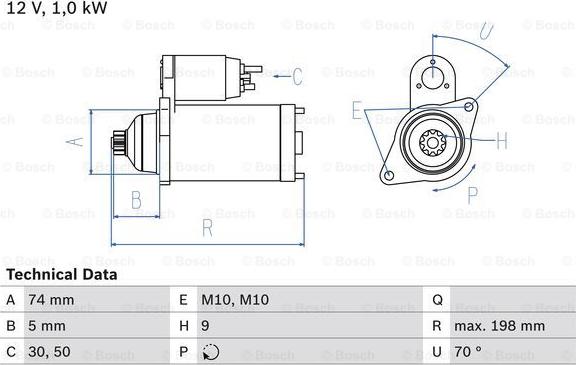 BOSCH 0 986 015 001 - Стартер avtokuzovplus.com.ua