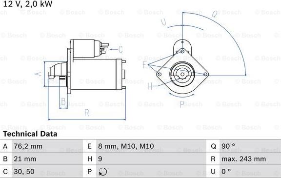 BOSCH 0 986 017 300 - Стартер autocars.com.ua