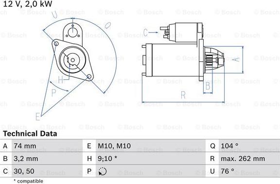 BOSCH 0 986 017 500 - Стартер autocars.com.ua