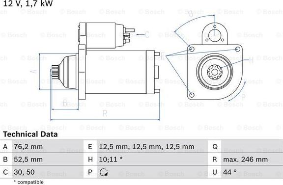 BOSCH 0 986 020 250 - Стартер avtokuzovplus.com.ua