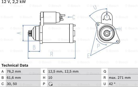 BOSCH 0 986 020 270 - Стартер avtokuzovplus.com.ua